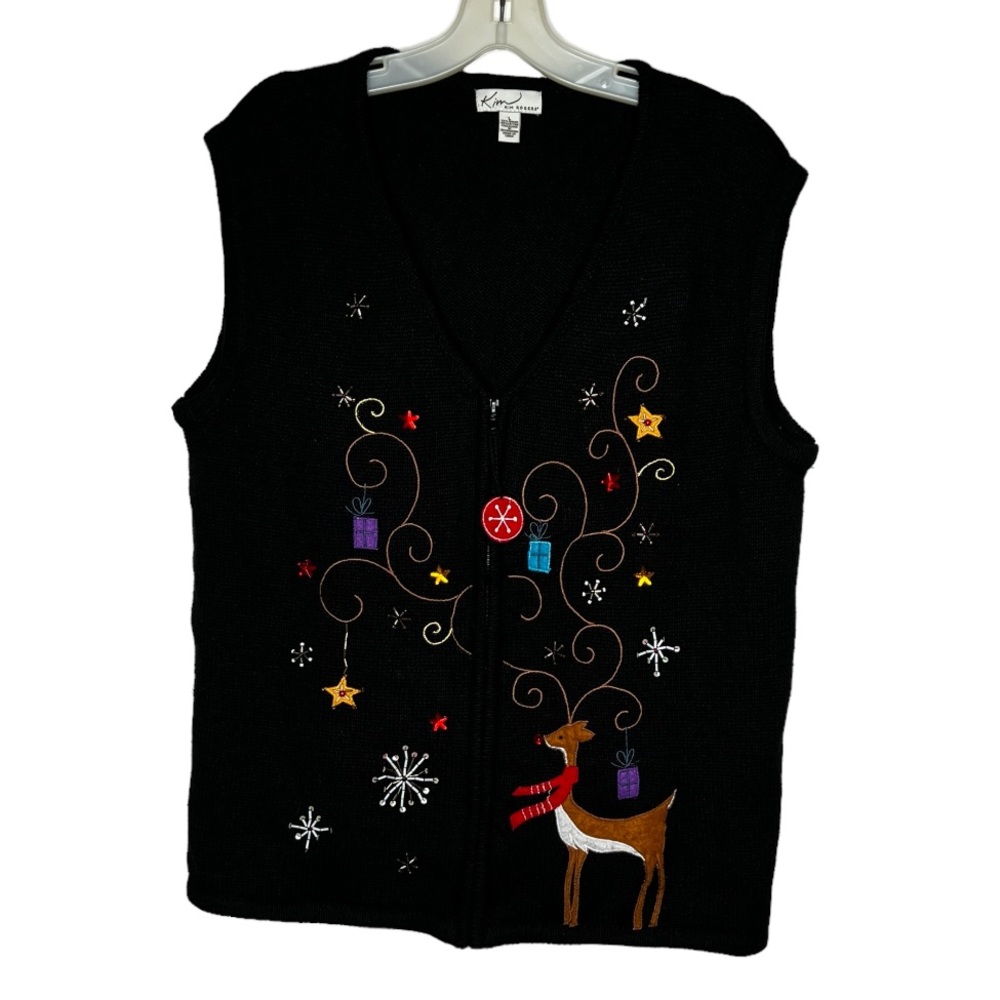 Vintage Kim Rogers Christmas Cardigan Sweater Vest